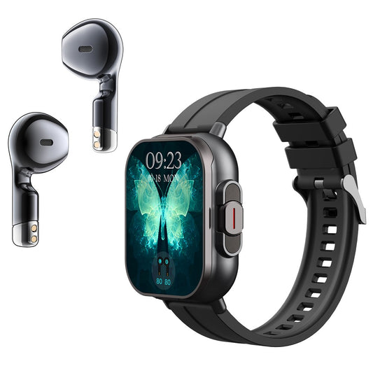 D8 2 in 1 Bluetooth-compatible Earphone Smart Watch Health Monitor Fitness Tracker Wristband, Silicone Strap