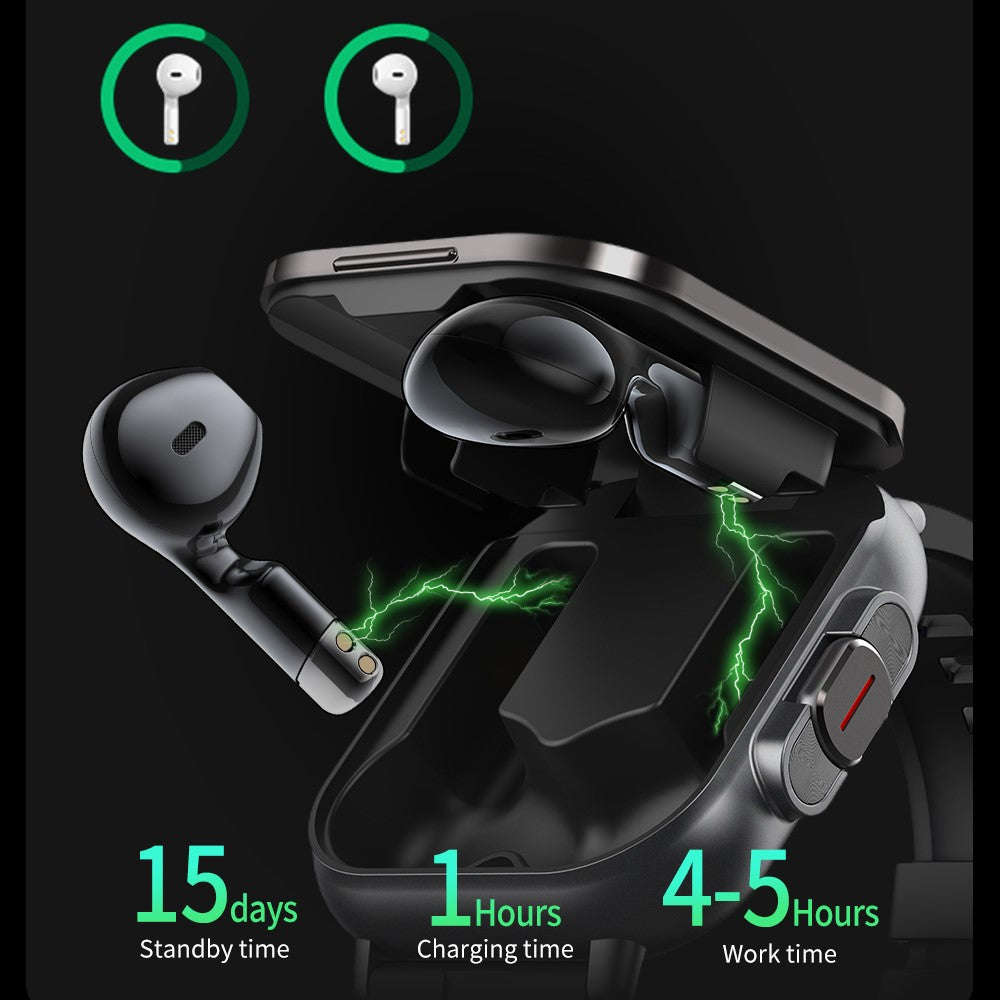 D8 2 in 1 Bluetooth-compatible Earphone Smart Watch Health Monitor Fitness Tracker Wristband, Silicone Strap