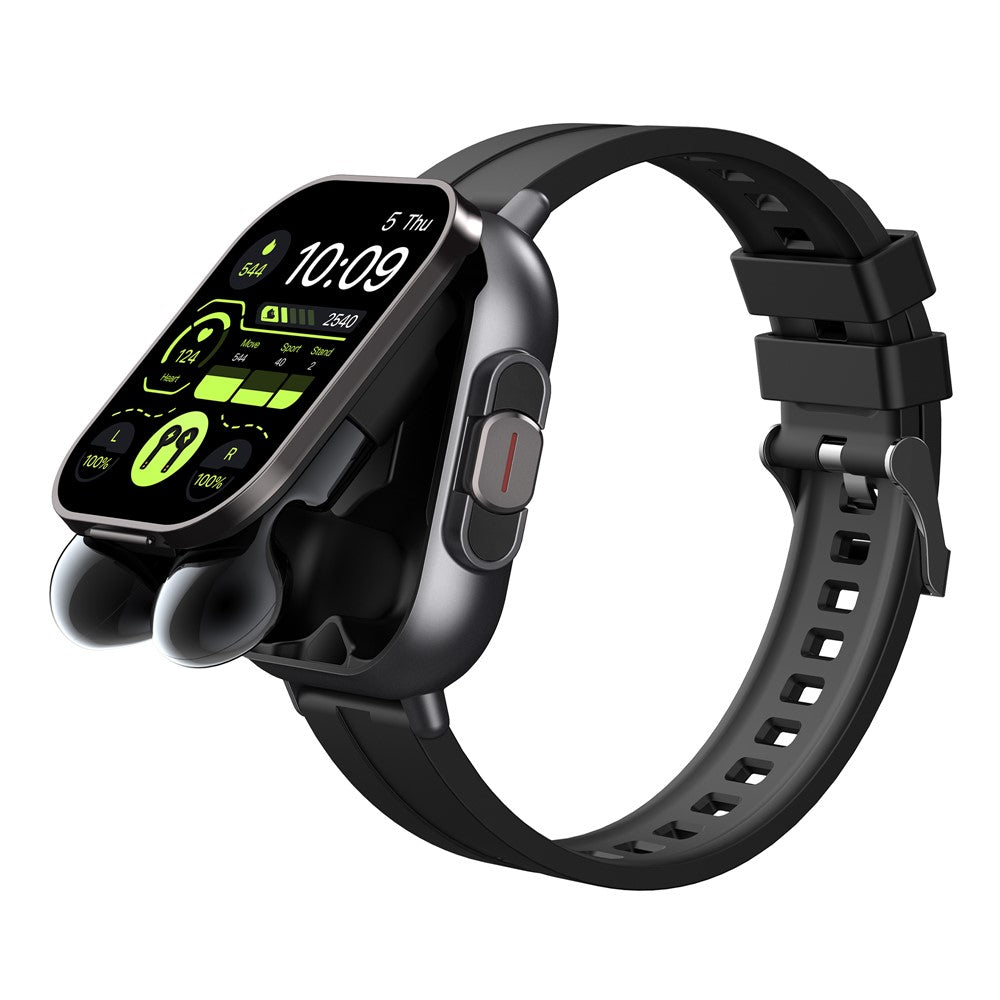 D8 2 in 1 Bluetooth-compatible Earphone Smart Watch Health Monitor Fitness Tracker Wristband, Silicone Strap