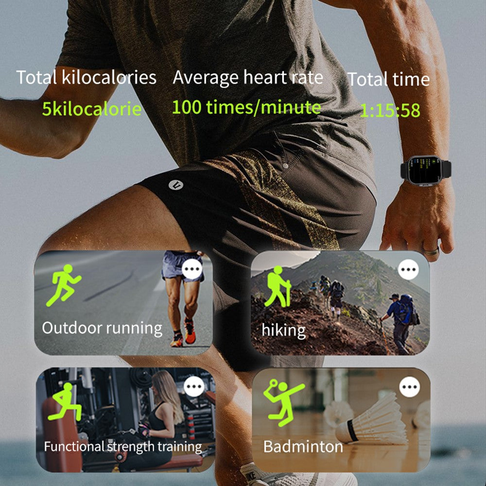 D8 2 in 1 Bluetooth-compatible Earphone Multiple Sports Modes Smart Watch Support Health Monitor, Steel Strap