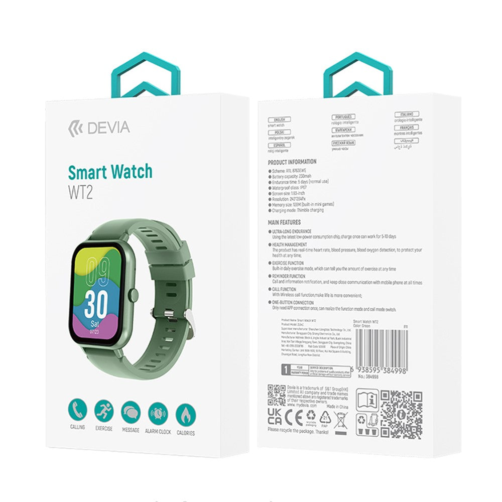 DEVIA ZL54C Smart Watch WT2 1.83-inch Health Monitor IP76 Waterproof Sports Watch Bracelet