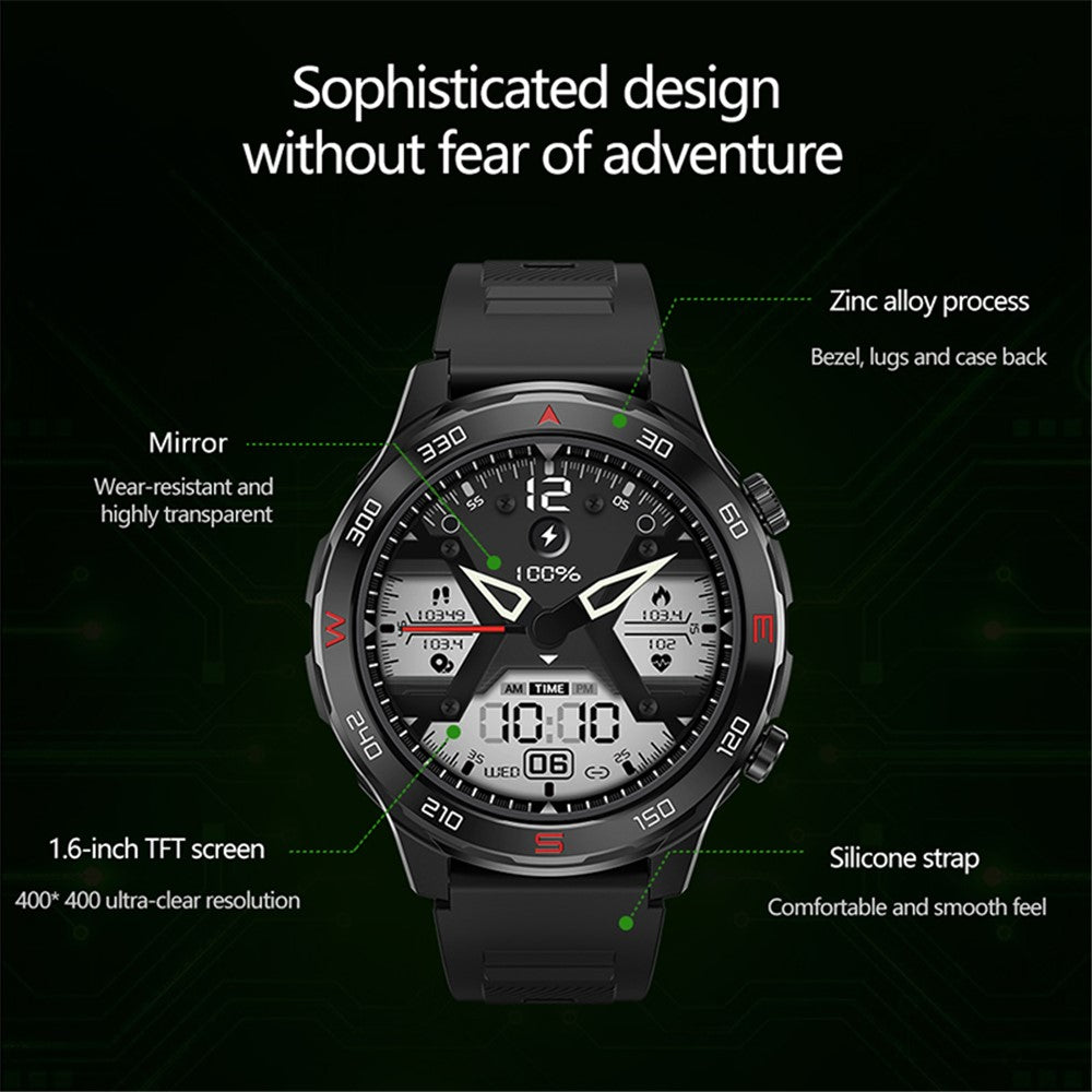 D03 1.6-Inch Large Screen Smart Watch Waterproof Bluetooth-compatible Calls Health Tracker Monitor Band
