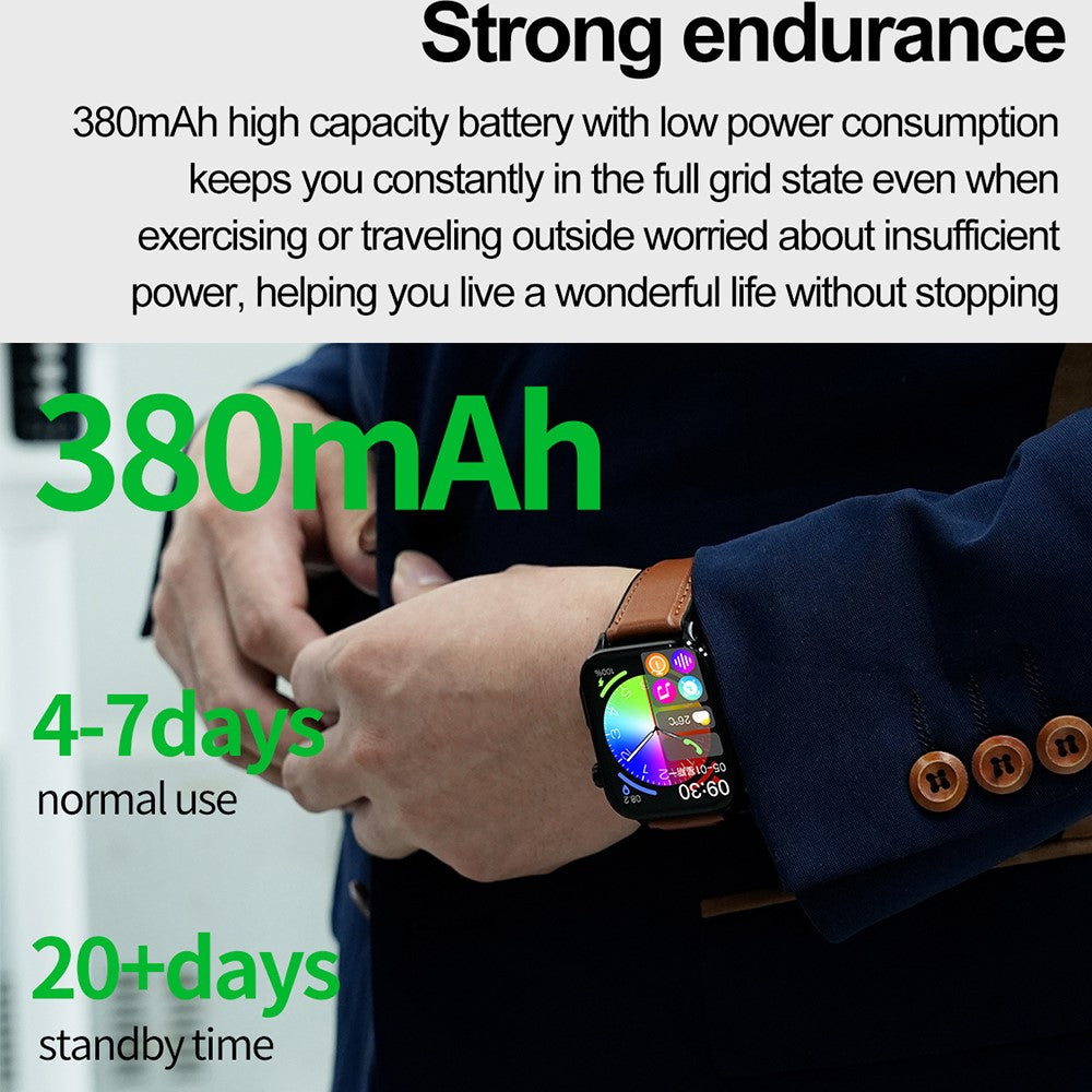 ET580 2.04" AMOLED Smart Watch Bluetooth-compatible Call ECG Health Bracelet, Leather Strap