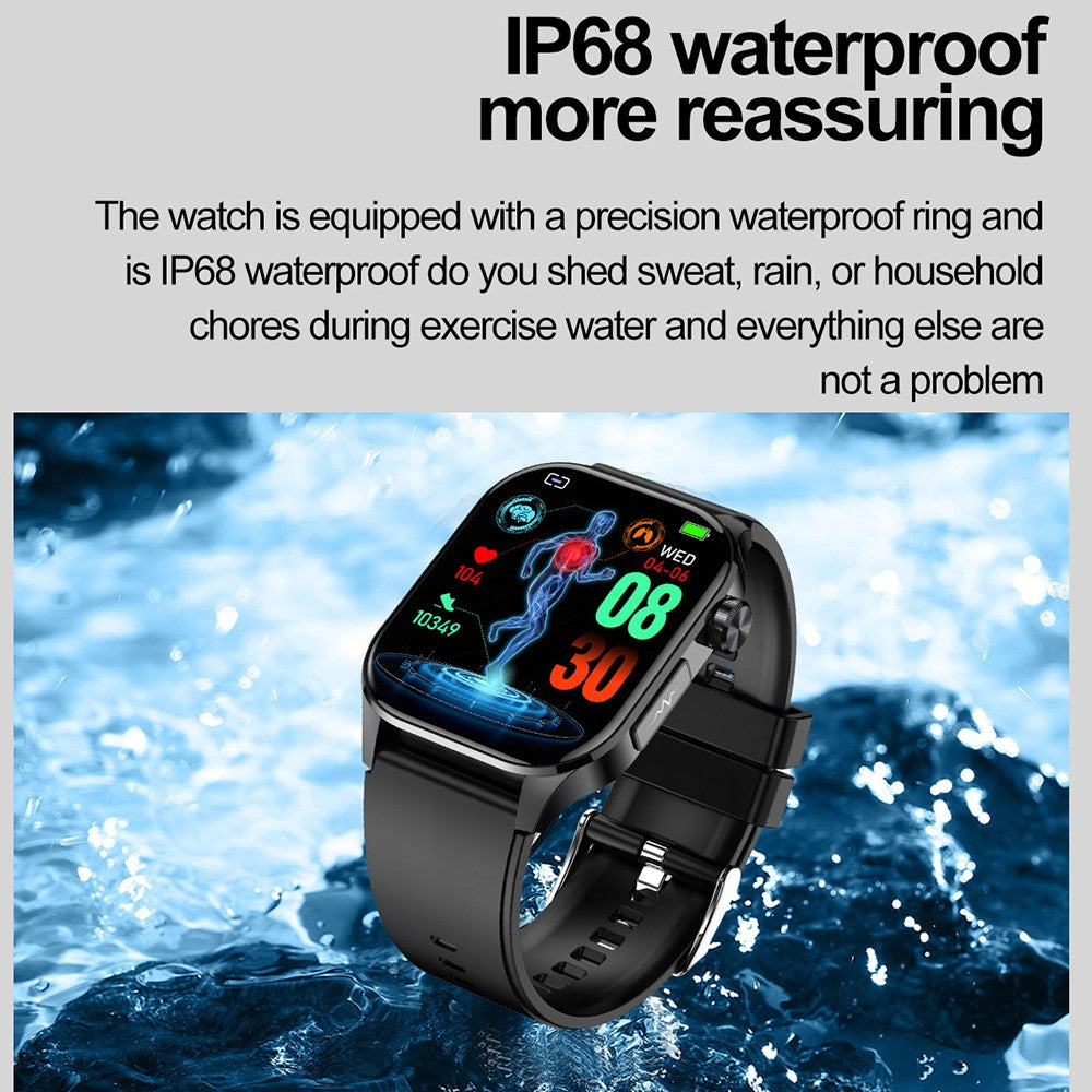 ET580 2.04" AMOLED Smart Watch Bluetooth-compatible Call ECG Health Bracelet, Leather Strap
