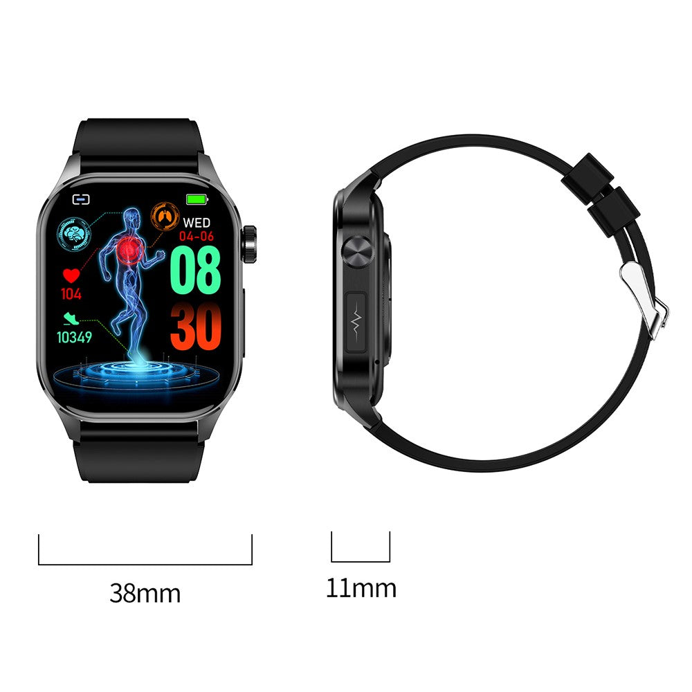 ET580 2.04" AMOLED Smart Watch Bluetooth-compatible Call ECG Health Bracelet, Leather Strap