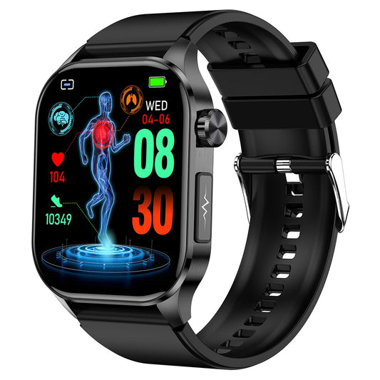 ET580 2.04" AMOLED Screen ECG Health Monitor Smart Watch, Silicone Strap