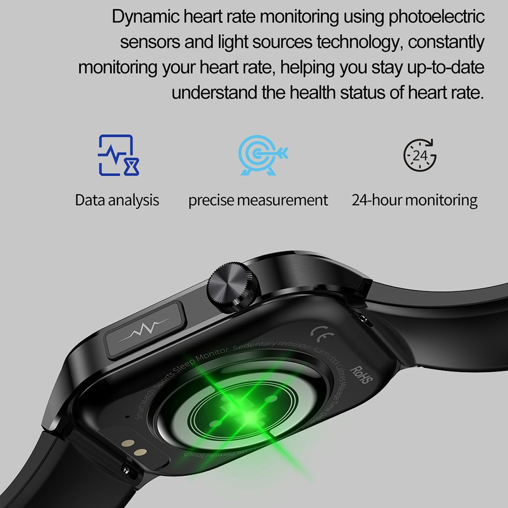 ET580 2.04" AMOLED Screen ECG Health Monitor Smart Watch, Silicone Strap