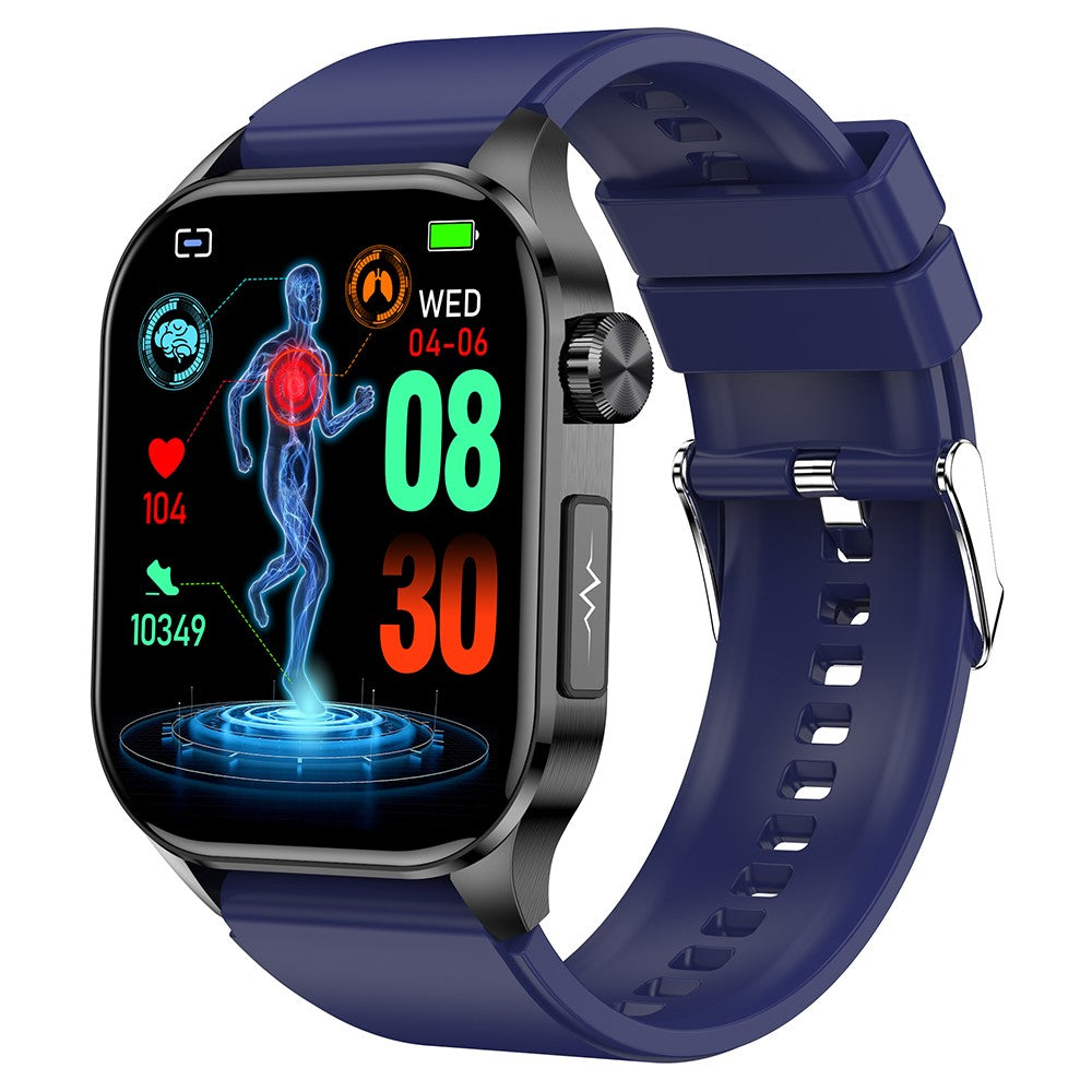 ET580 2.04" AMOLED Screen ECG Health Monitor Smart Watch, Silicone Strap
