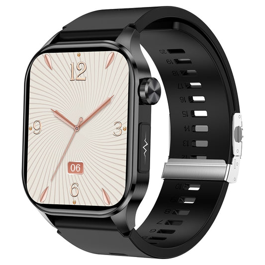 ET580 2.04" ECG Health Monitor Smart Watch, Silicone Strap+Butterfly Buckle