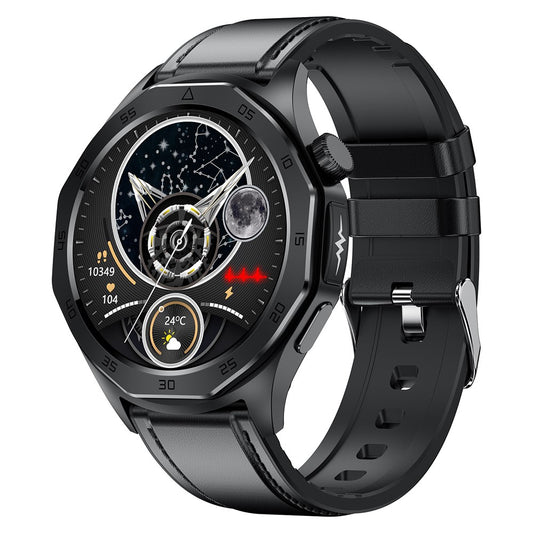ET480 1.43" SOS Call ECG Health Smart Watch, Leather Strap (APP: Hband)