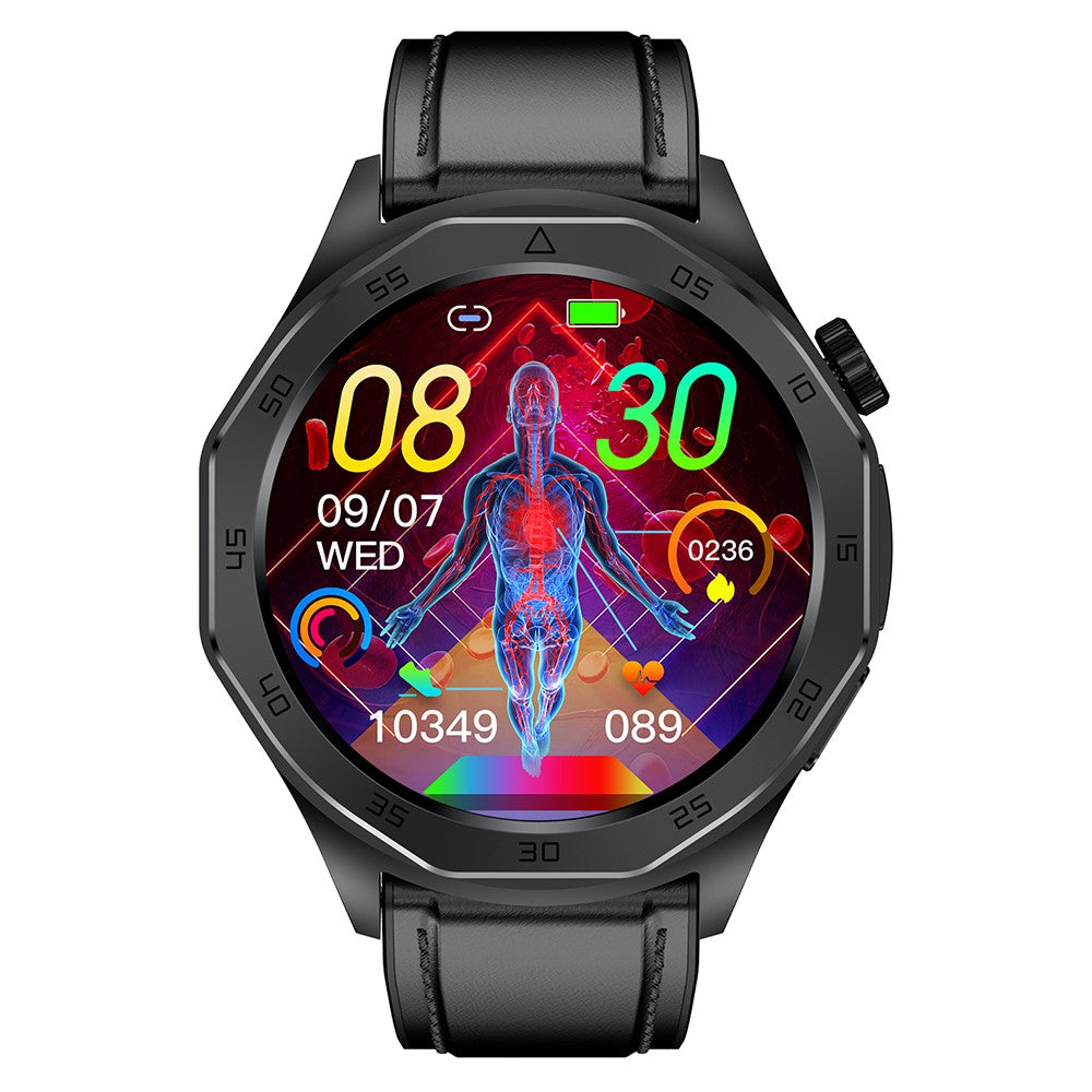 ET480 1.43" SOS Call ECG Health Smart Watch, Leather Strap (APP: Hband)