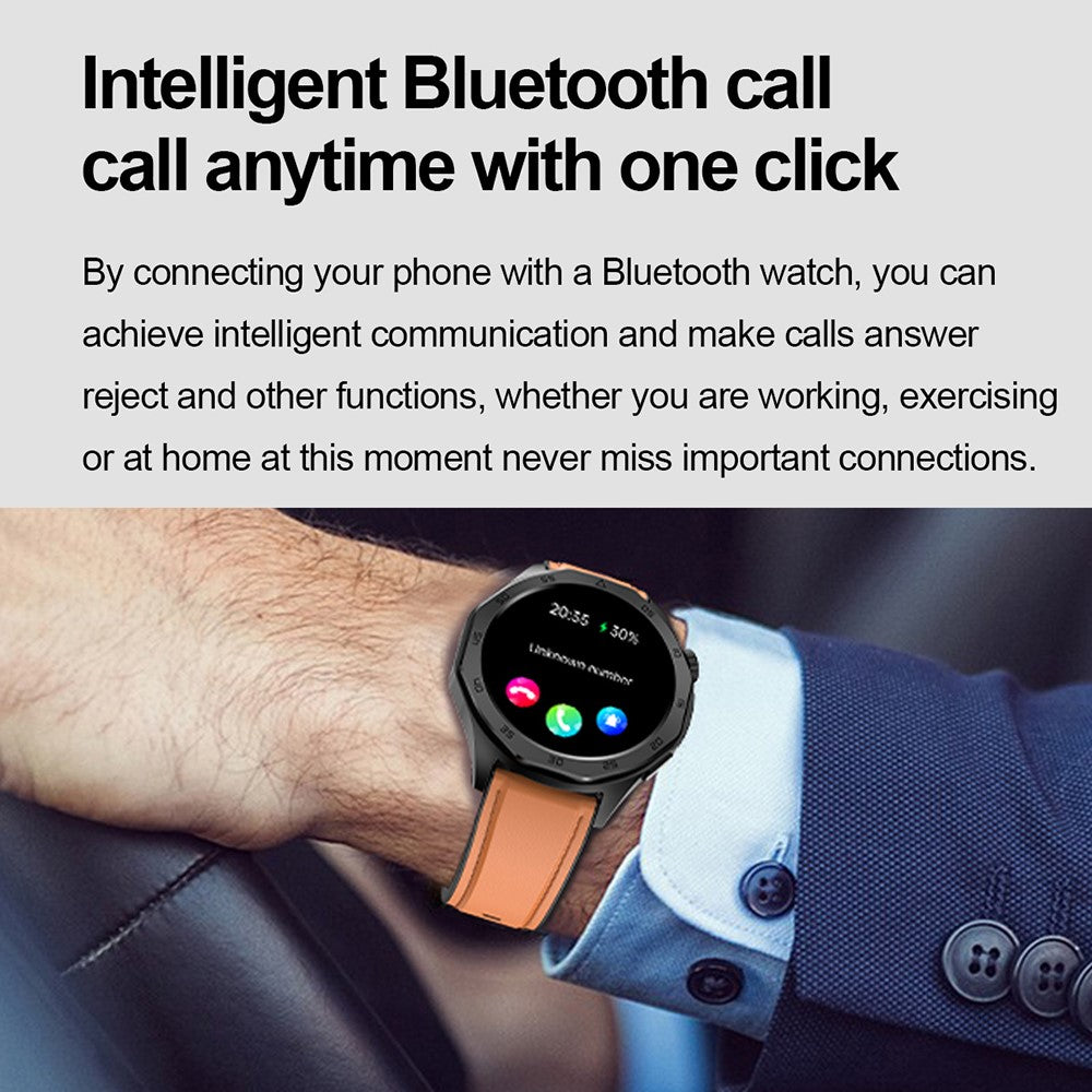 ET480 1.43" SOS Call ECG Health Smart Watch, Leather Strap (APP: Hband)