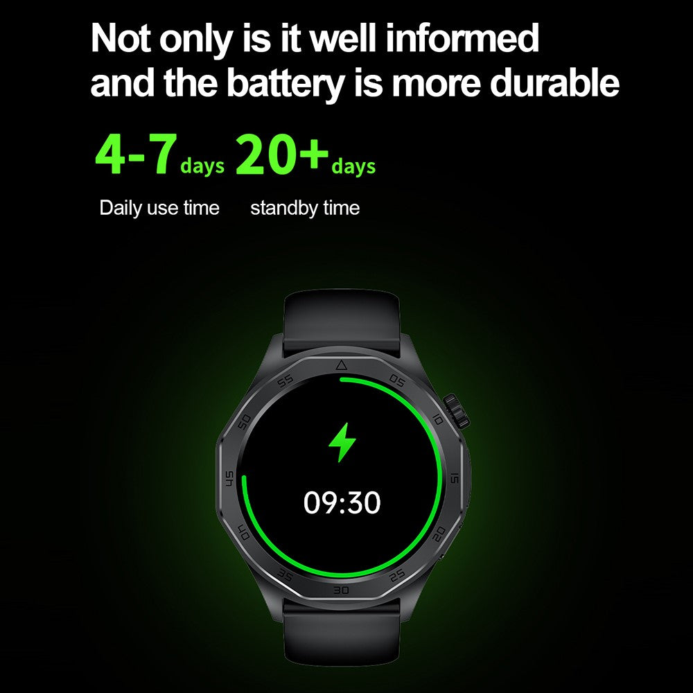 ET480 1.43" SOS Call ECG Health Smart Watch, Leather Strap (APP: Hband)