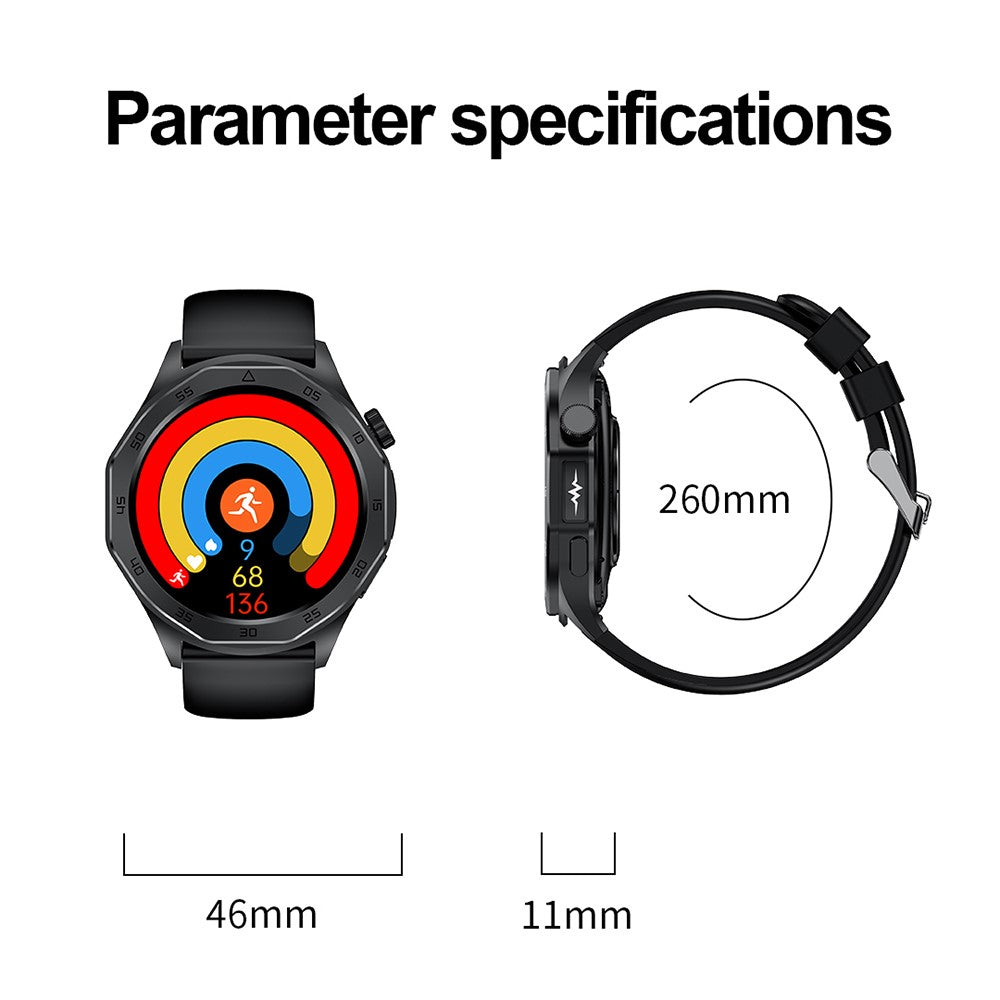 ET480 1.43" SOS Call ECG Health Smart Watch, Leather Strap (APP: Hband)