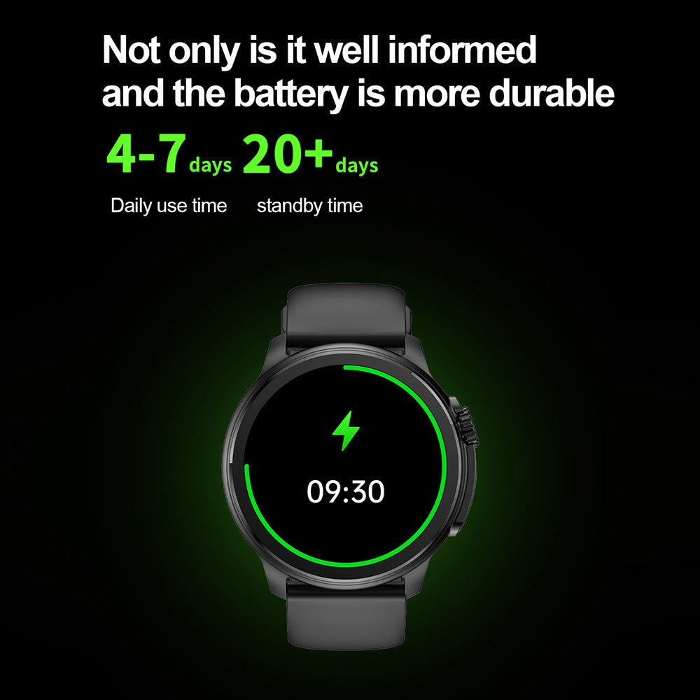 ET481 1.43" AMOLED 100+ Sports Mode SOS Call ECG Smart Watch, Leather Strap