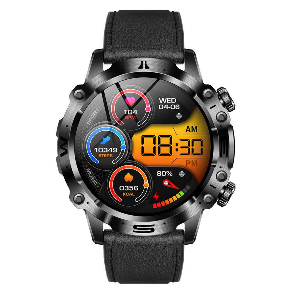 ET482 Sports Smart Watch 1.43" AMOLED Fitness Watch with Bluetooth-compatible Call, ECG, Leather Strap