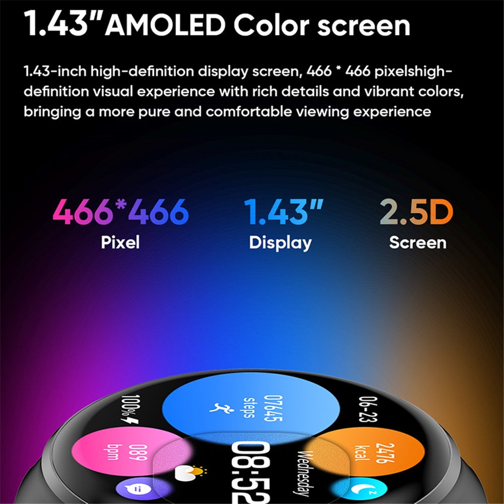 MT26 IP67 1.43 Inch AMOLED Heart Rate Monitor Smart Watch Support NFC