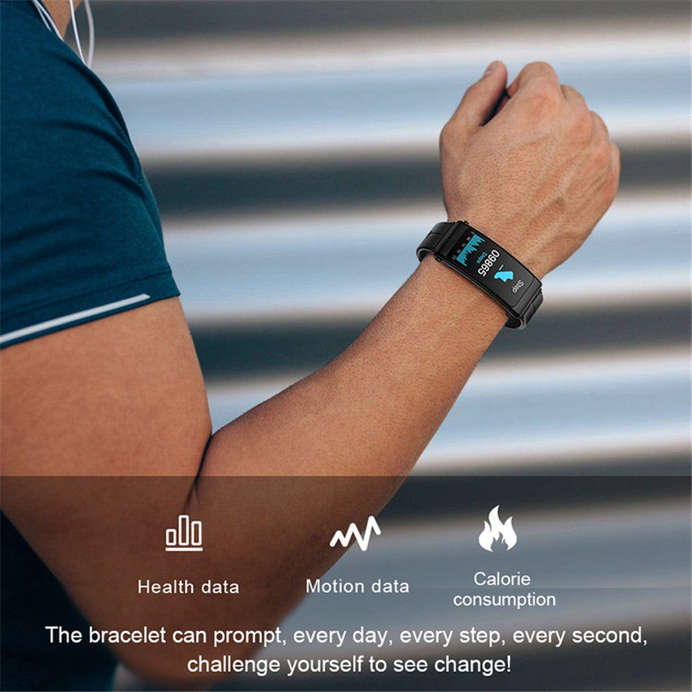 K13 2-in-1 1.14-inch Smart Watch Bluetooth-compatible Earphone Sports Bracelet, Leather Strap
