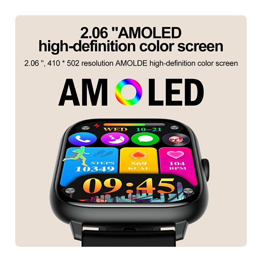 T22 2.06" AMOLED Screen Smart Watch with Bluetooth-compatible Calling, Encoder, Multi-Mode Sports