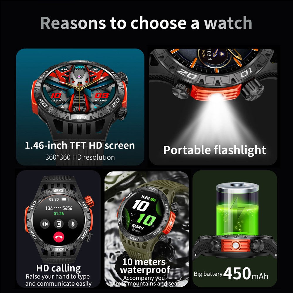 HT22 1.46-inch Round Smart Watch Waterproof Bluetooth-compatible Calling Sports Watch