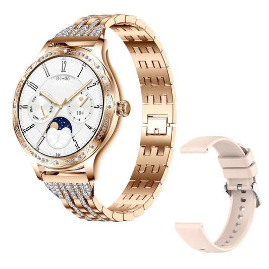 AK60 Steel Strap + Silicone Strap Women Smart Watch Health Monitoring Bluetooth-compatible Calling Smart Bracelet