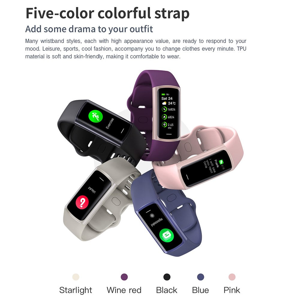 C68 1.1" Slim Fitness Tracker Bracelet Watch with Heart Rate Health Monitoring