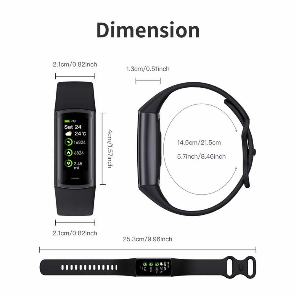 C68 1.1" Slim Fitness Tracker Bracelet Watch with Heart Rate Health Monitoring