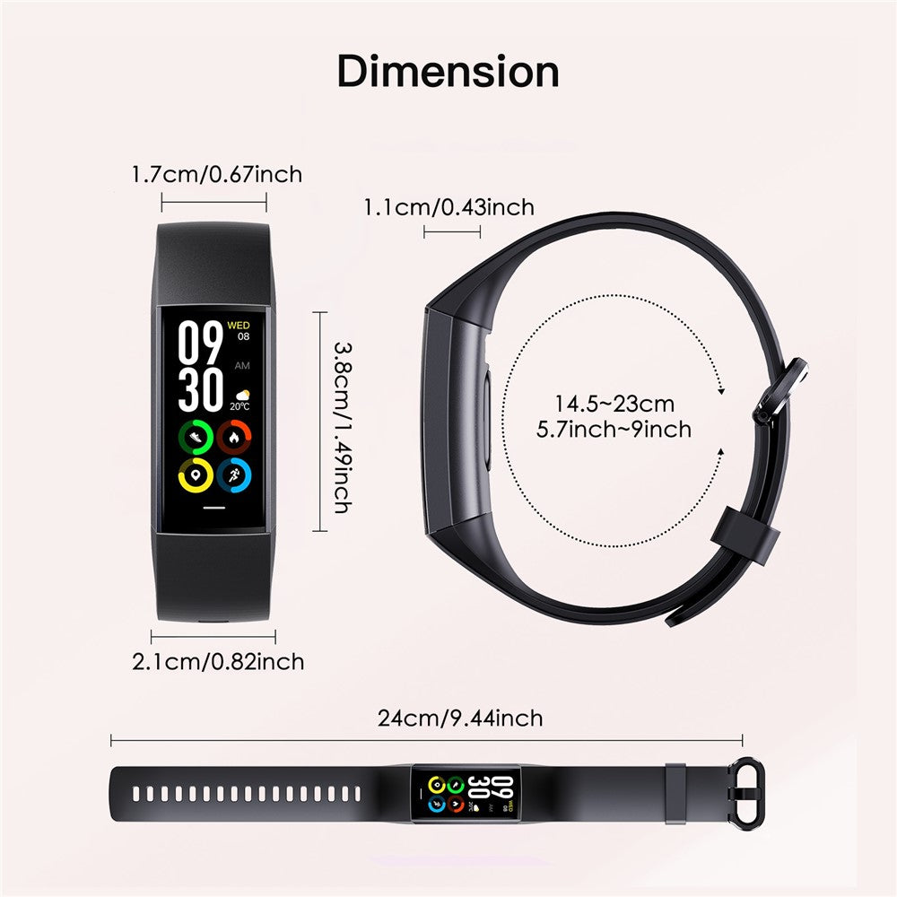 C80 1.1-Inch Screen Smart Bracelet Blood Oxygen Monitoring Watch (Touch Control)