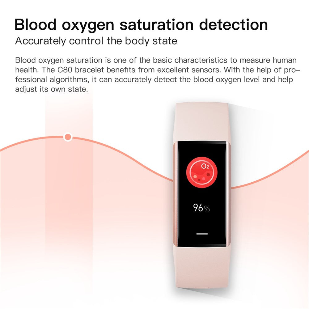 C80 1.1-Inch Screen Smart Bracelet Blood Oxygen Monitoring Watch (Touch Control)