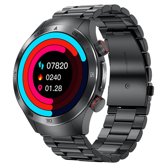 E800 1.43’’ AMOLED Display Smart Watch with Steel Strap IP68 Waterproof Sport Watch