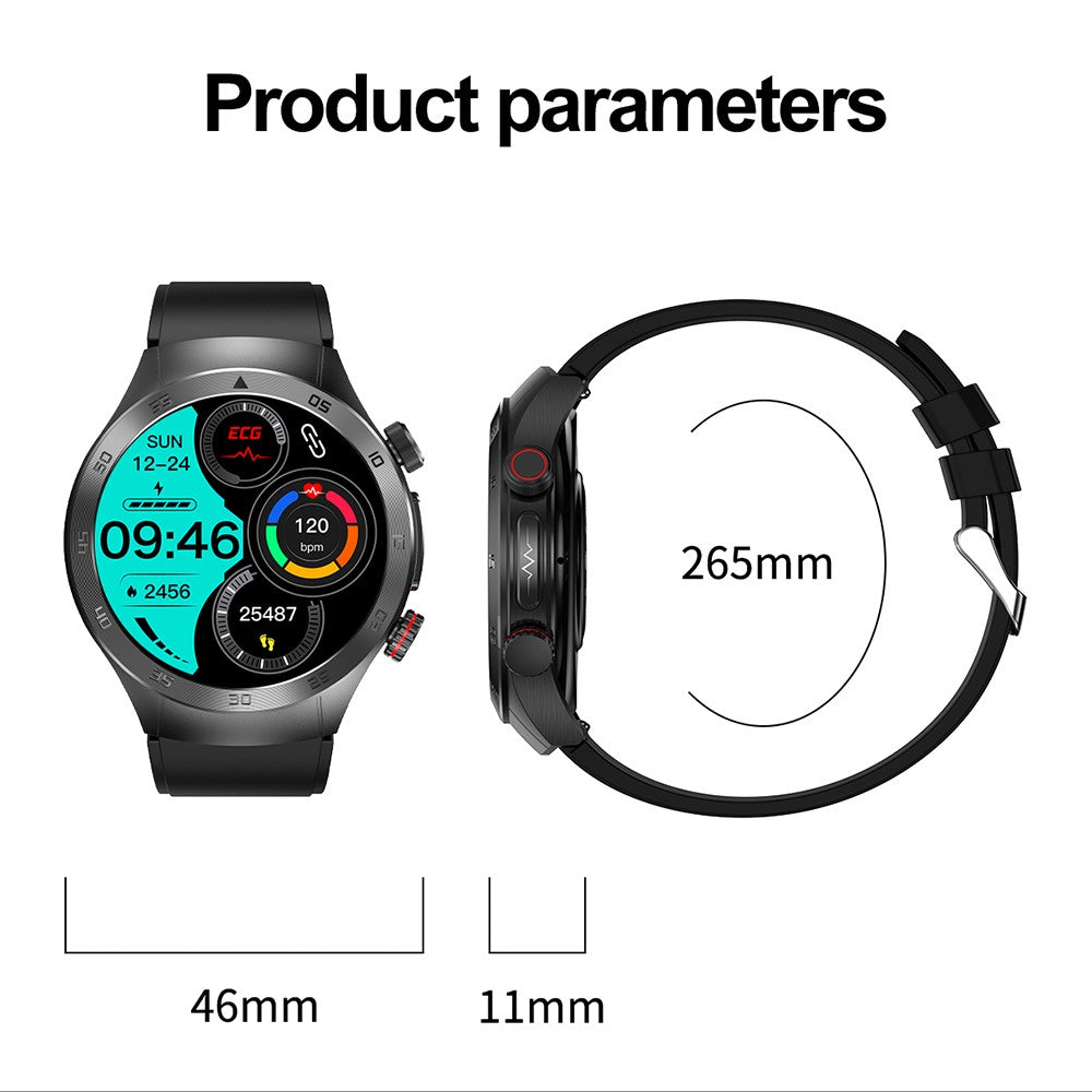 E800 1.49-inch AMOLED Screen Bluetooth-compatible Call Laser Therapy ECG Smart Watch, Silicone Strap