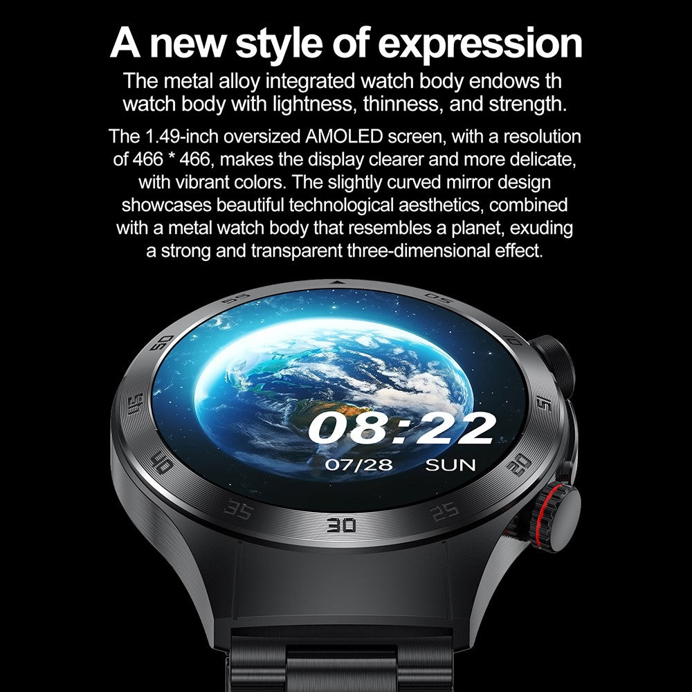E800 1.49-inch AMOLED Screen Bluetooth-compatible Call Laser Therapy ECG Smart Watch, Silicone Strap