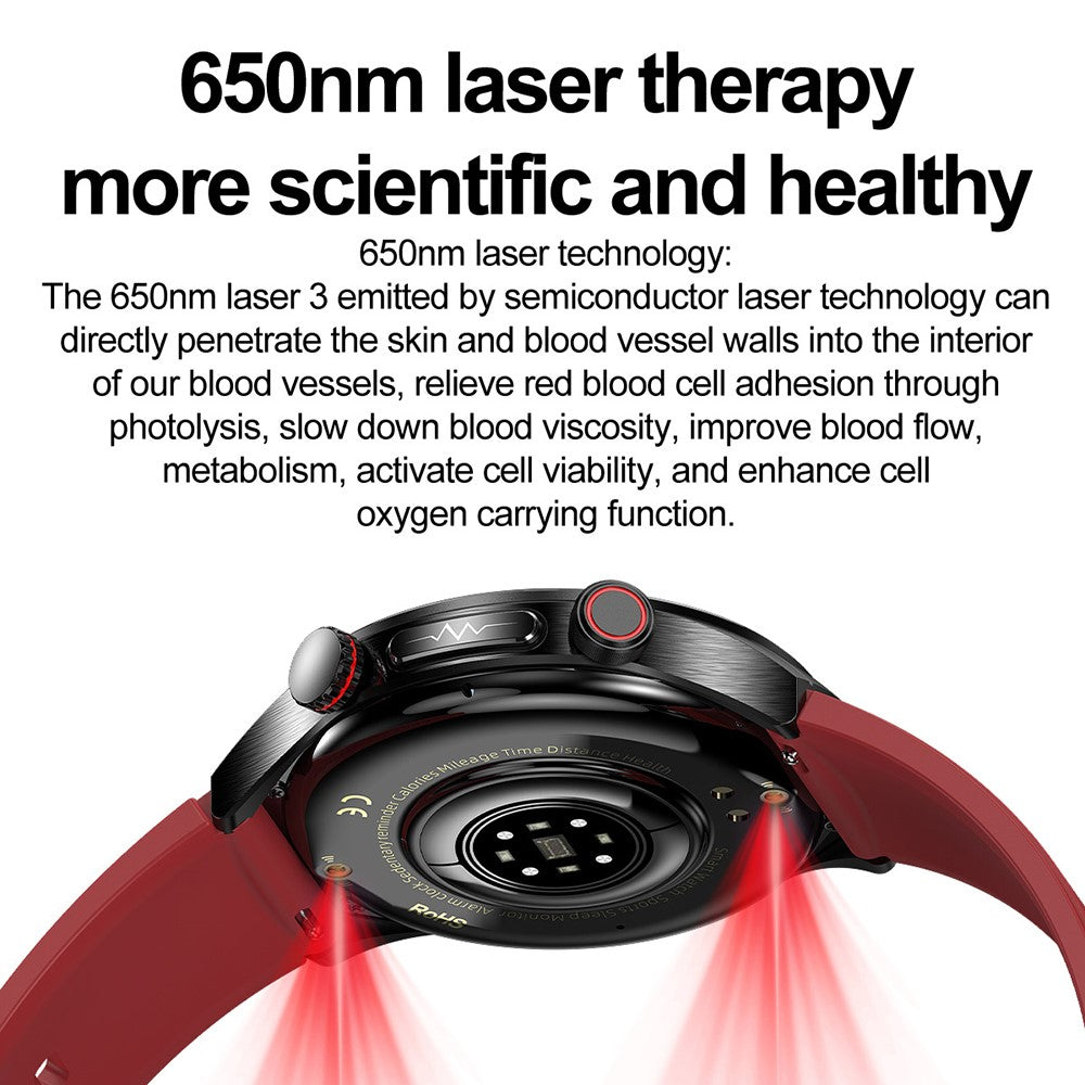 E800 1.49-inch AMOLED Screen Bluetooth-compatible Call Laser Therapy ECG Smart Watch, Silicone Strap