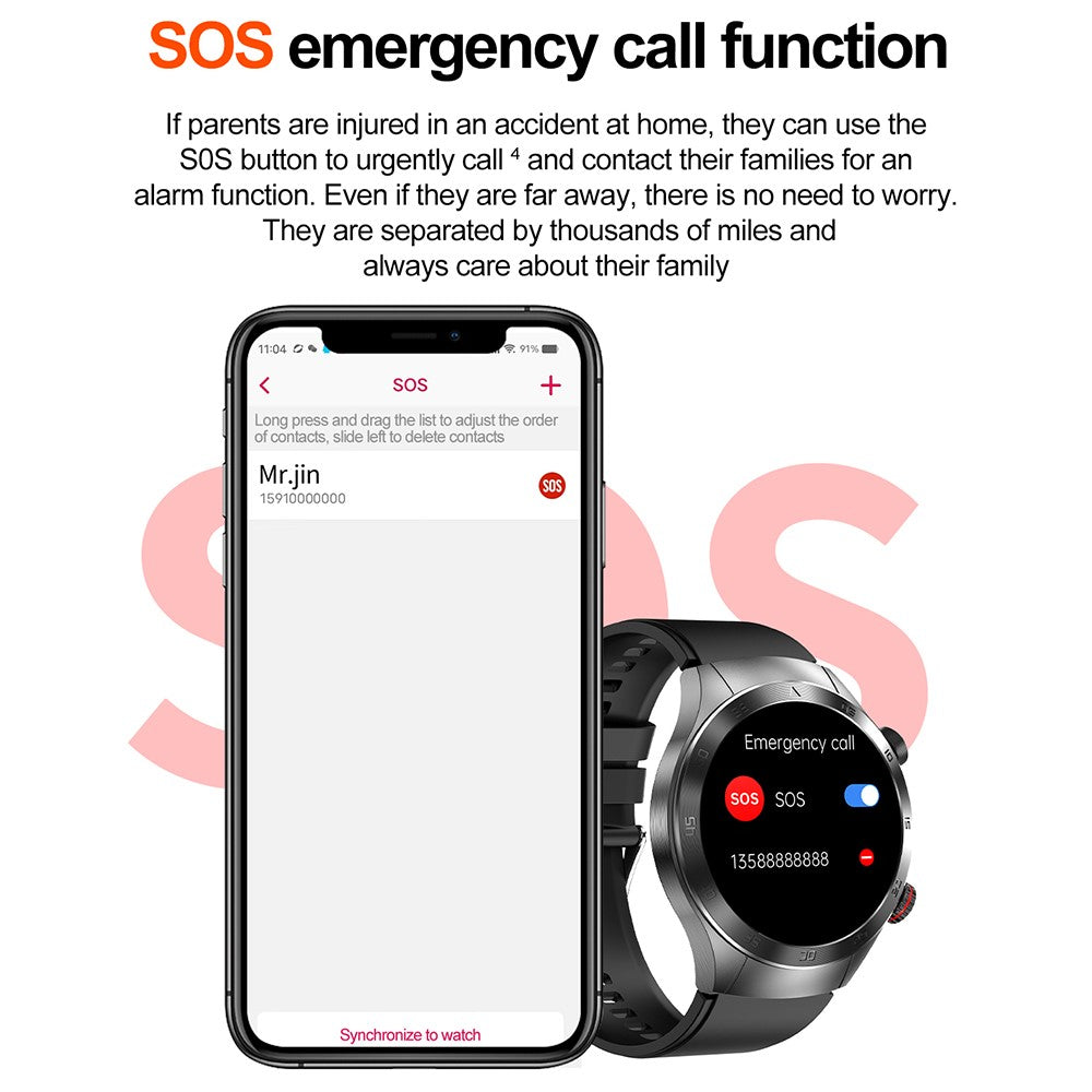 E800 1.49-inch AMOLED Screen Bluetooth-compatible Call Laser Therapy ECG Smart Watch, Silicone Strap