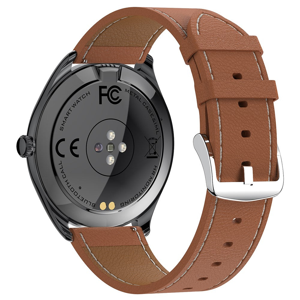 MT55 1.43-inch AMOLED Screen Heart Rate Sleep Monitor Sports Tracker Smart Watch, Leather Strap