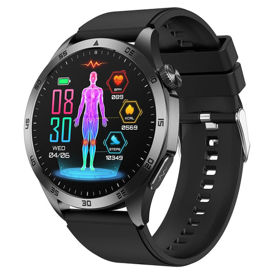 ET485 1.43-inch AMOLED Screen Bluetooth-compatible Call Health Monitoring ECG Smart Watch, Silicone Strap