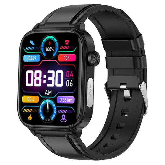 ET570 Smart Watch with Bluetooth-compatible Call, ECG, Body Temperature, Heart Rate, Blood Pressure, Multi-Sport Modes - Leather Strap