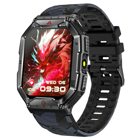KR82 Waterproof Men's Wrist Bracelet Flashlight 2.1-Inch Screen Smart Watch for Outdoors