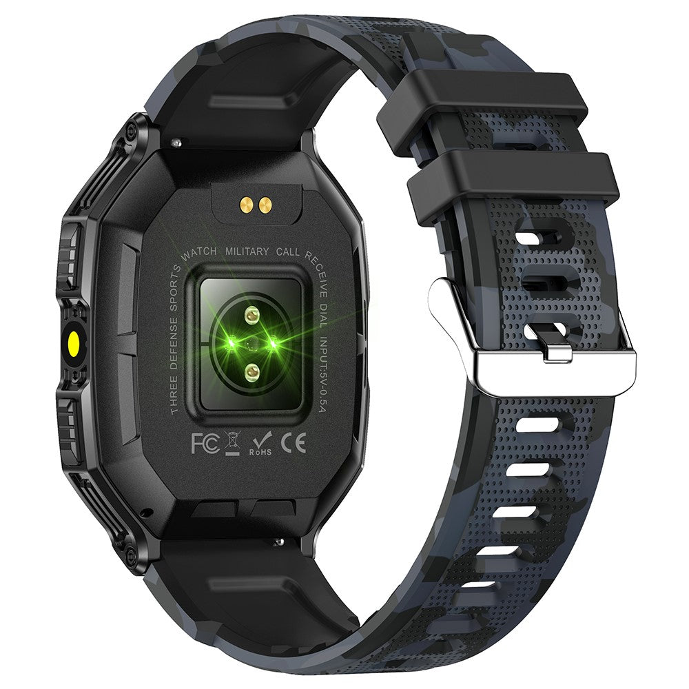 KR82 Waterproof Men's Wrist Bracelet Flashlight 2.1-Inch Screen Smart Watch for Outdoors