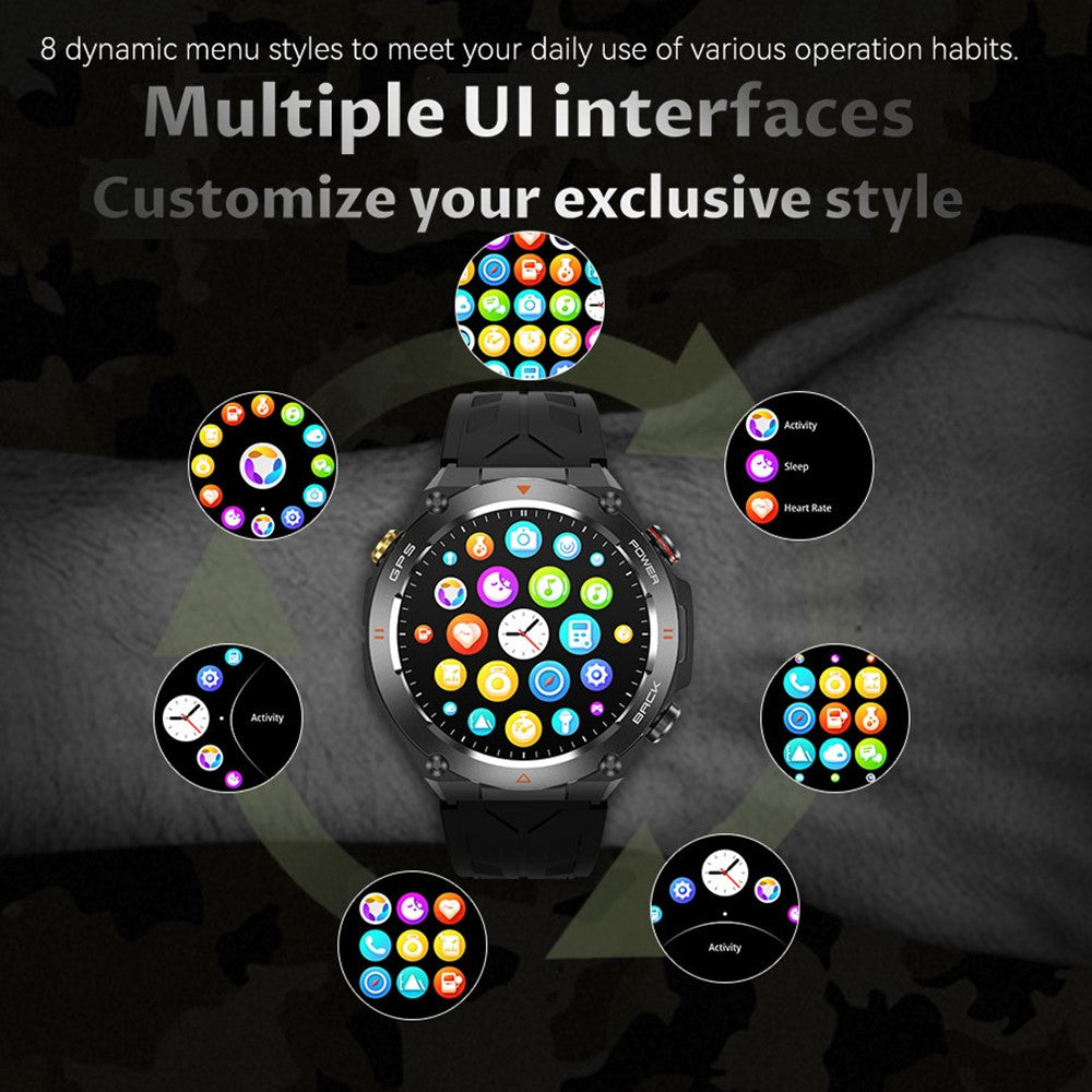KC82 Altitude Air Pressure Compass Function Men Smart Watch Waterproof Bluetooth-compatible Call GPS Outdoor Sports Watch