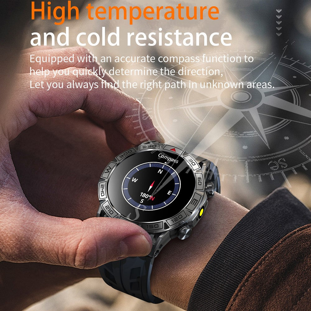 KC80 1.43" Waterproof Smart Watch Call Altitude Air Pressure Compass Heart Rate Sports Tracker