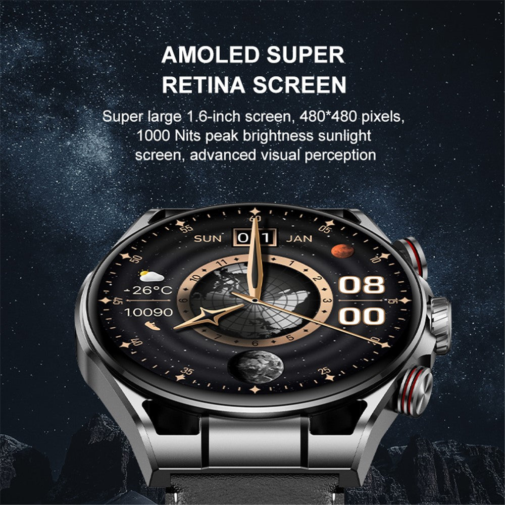 HEYPLUS GTR Bluetooth-compatible Call Smart Watch 1.6 Inch AMOLED Round Screen Fitness Tracker