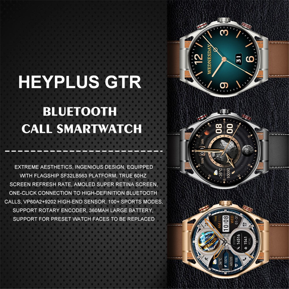 HEYPLUS GTR Bluetooth-compatible Call Smart Watch 1.6 Inch AMOLED Round Screen Fitness Tracker