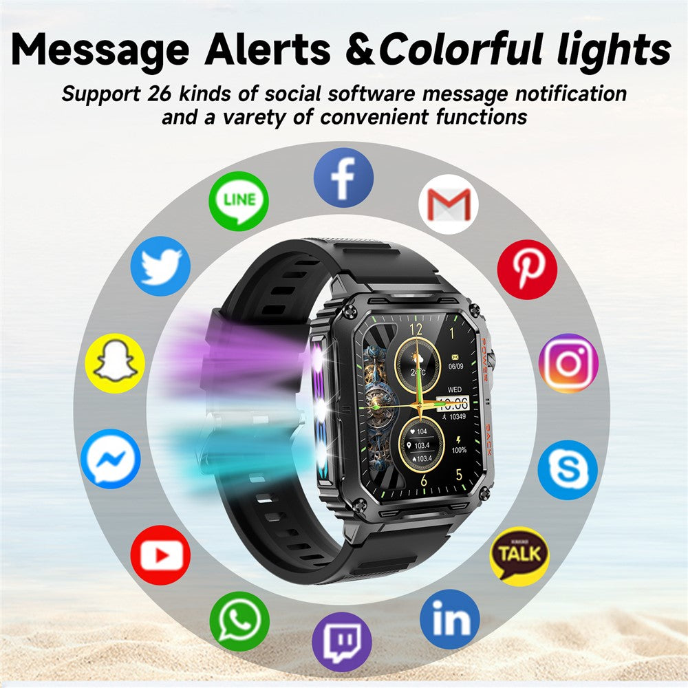 P3 Heart Rate Monitor Bluetooth-compatible Call Sports Smart Watch with Colorful Breathing Light