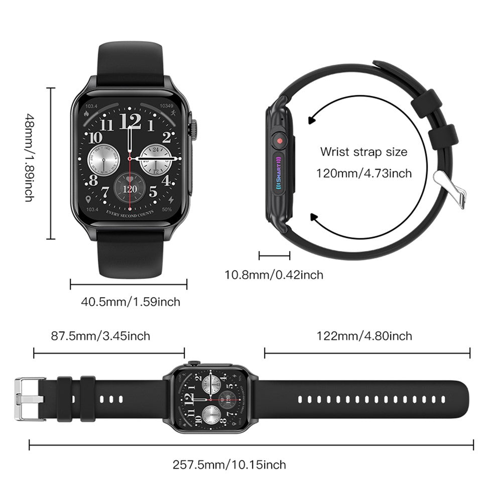 P6 Colorful Breathing Light 1.96-inch Square Screen Smart Watch Heart Rate Blood Pressure Monitor