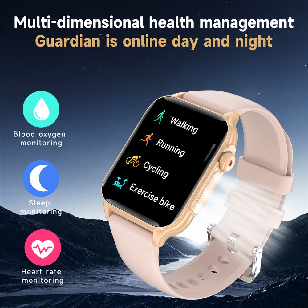 P6 Colorful Breathing Light 1.96-inch Square Screen Smart Watch Heart Rate Blood Pressure Monitor