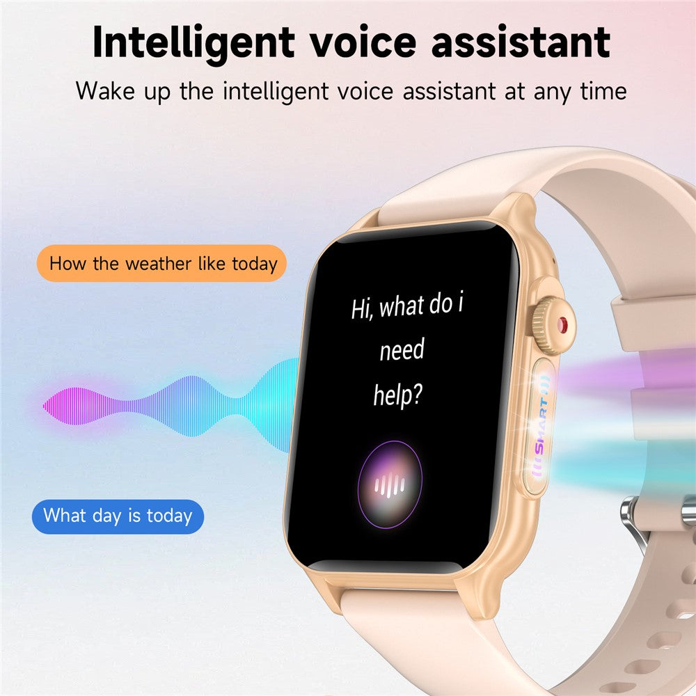P6 Colorful Breathing Light 1.96-inch Square Screen Smart Watch Heart Rate Blood Pressure Monitor