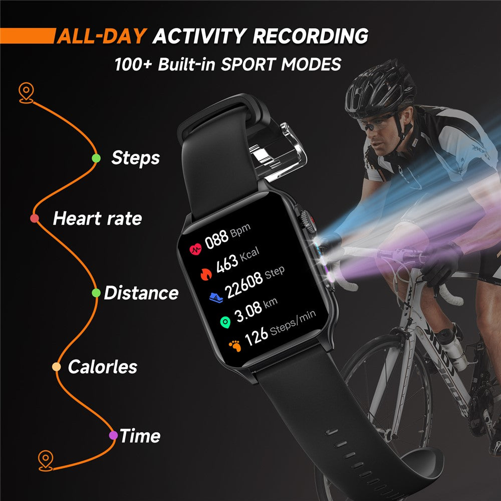 P6 Colorful Breathing Light 1.96-inch Square Screen Smart Watch Heart Rate Blood Pressure Monitor