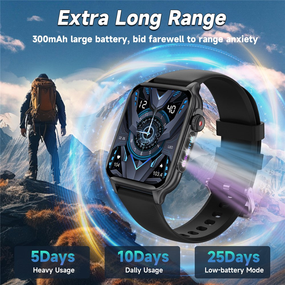 P6 Colorful Breathing Light 1.96-inch Square Screen Smart Watch Heart Rate Blood Pressure Monitor