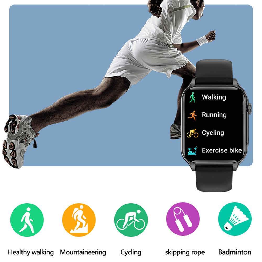 P6 Colorful Breathing Light 1.96-inch Square Screen Smart Watch Heart Rate Blood Pressure Monitor